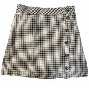 H&M Divided Tan Black And White Mini Skirt Button Up Size‎ 4
